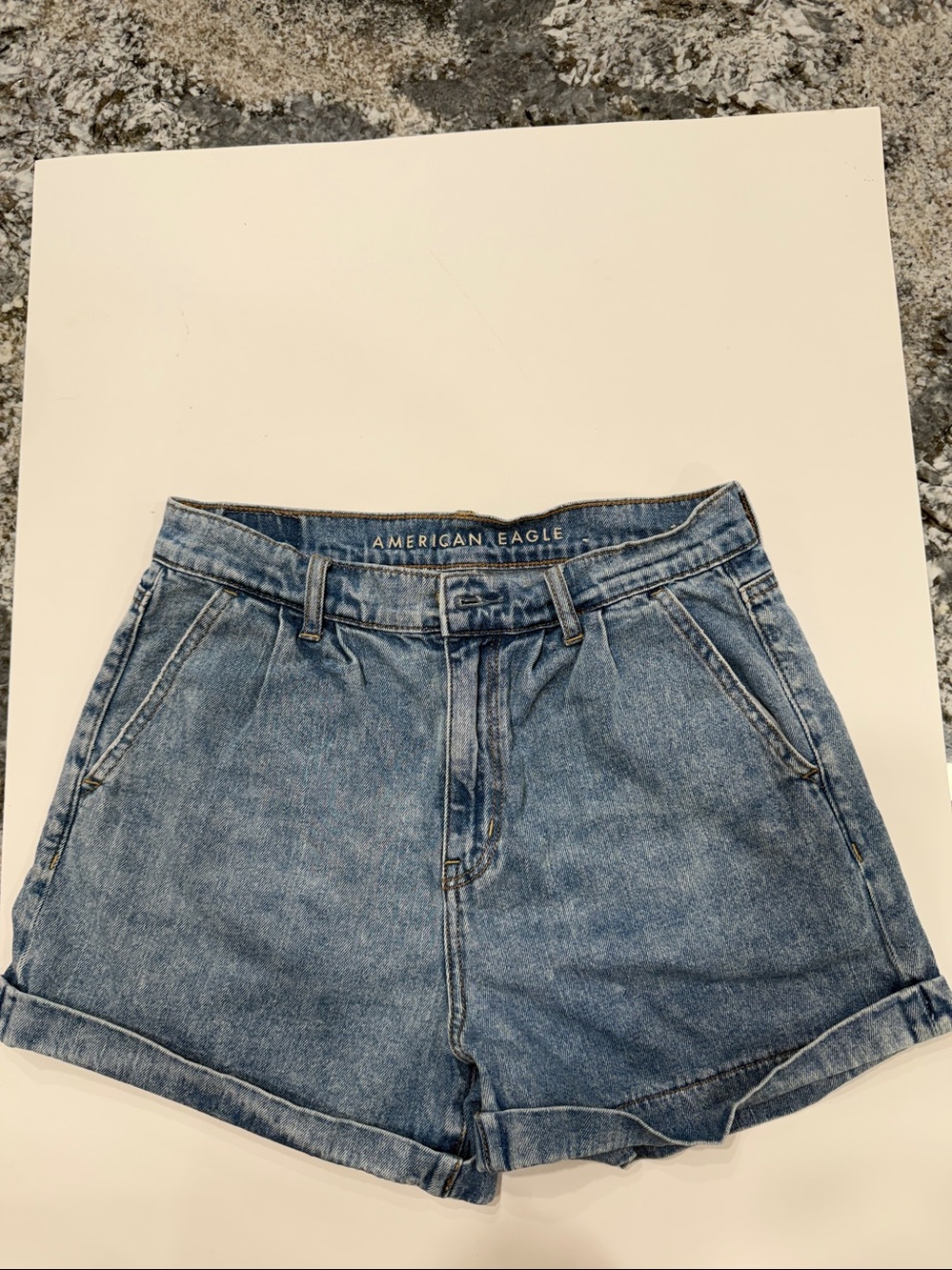 American Eagle Outfitters Light Blue Denim Jean Shorts Roll cuff and high rise